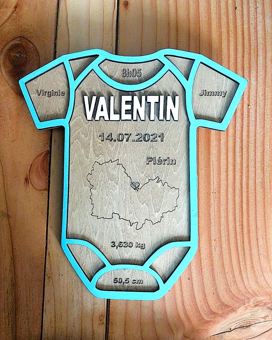 faire-part de naissance bois peint à la main (sur commande)