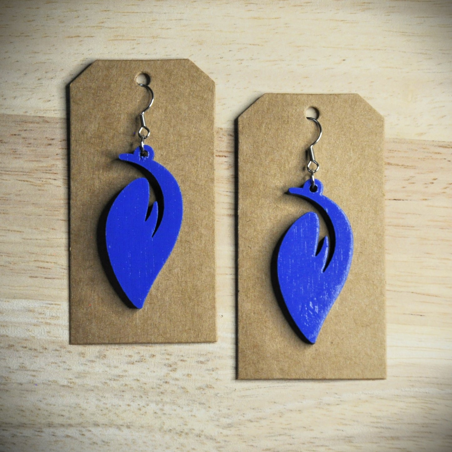 boucles d'oreilles motifs bois et couleurs (autres couleurs sur demande)