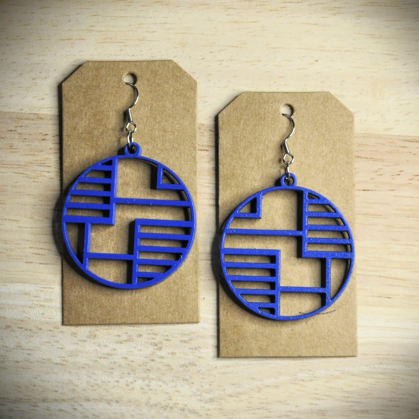 boucles d'oreilles rondes bois et couleurs (autres couleurs sur demande)