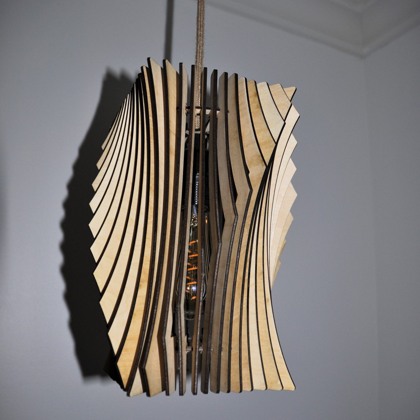 lampe suspension bois (30cm) ampoule non fournie