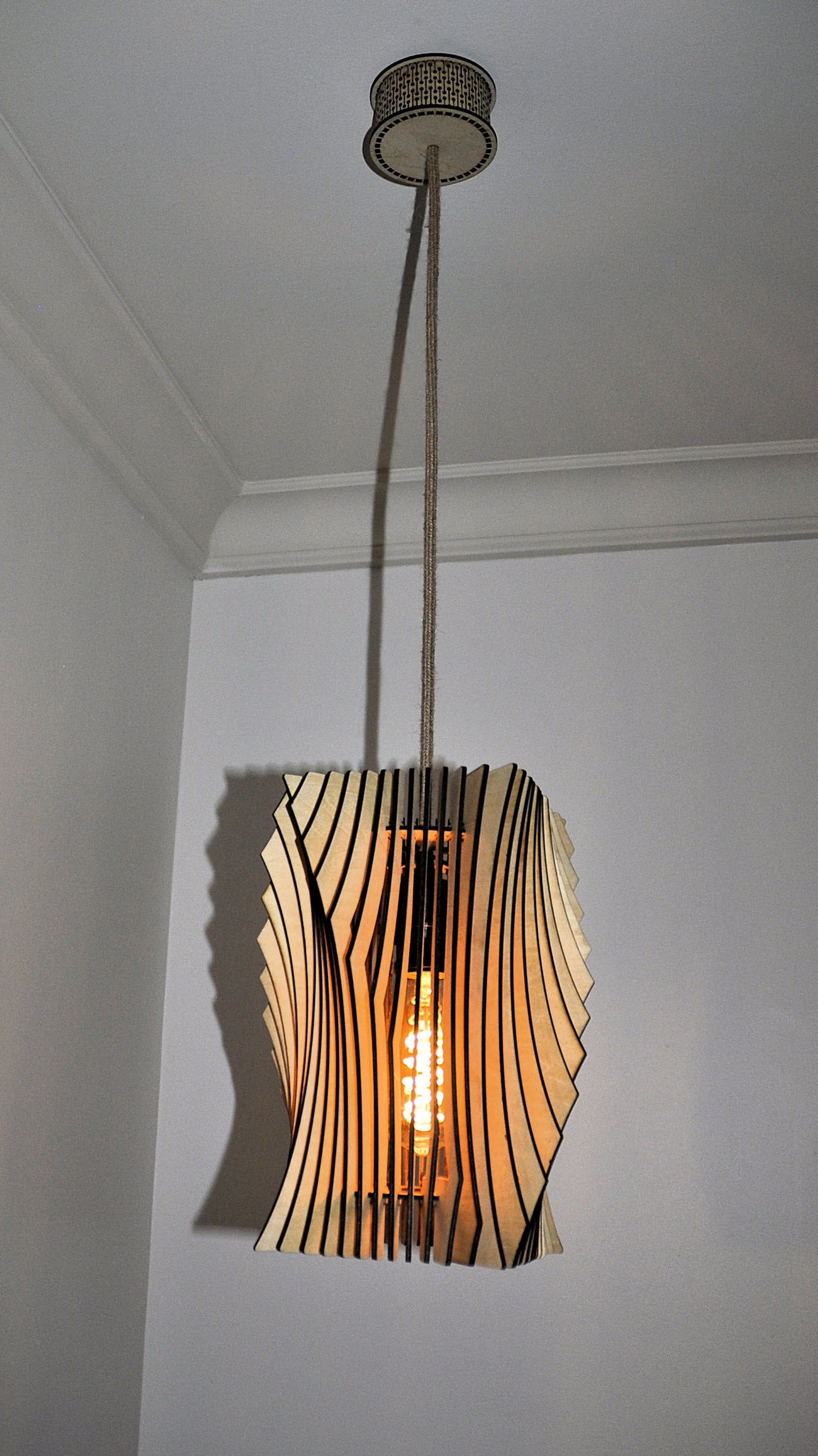 lampe suspension bois (30cm) ampoule non fournie