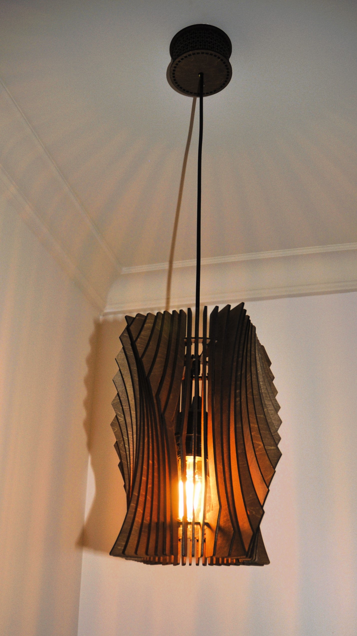 lampe suspension bois (30cm) ampoule non fournie