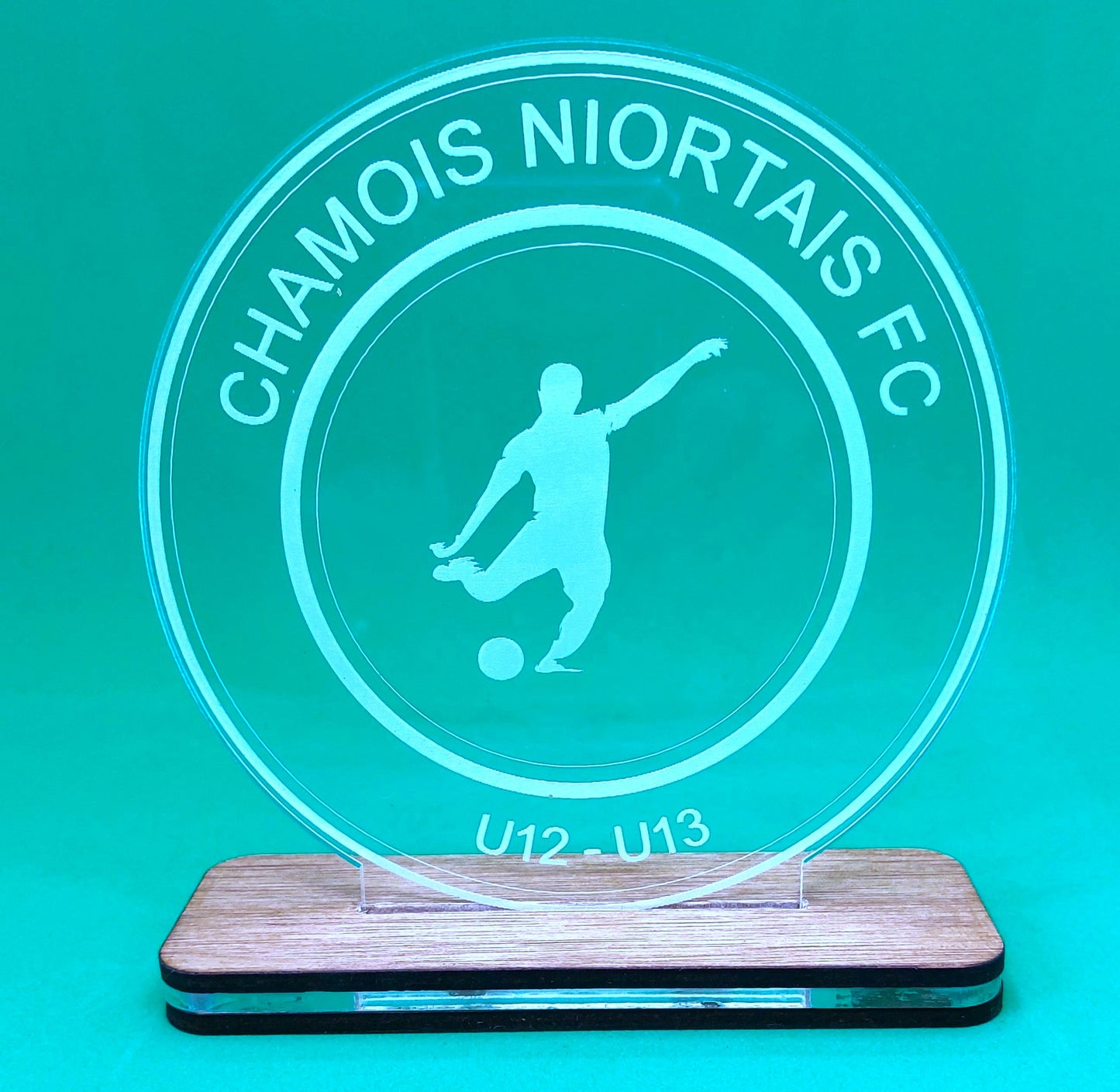 trophée plexi et bois (hauteur 17cm largeur 14 cm) - commande par le formulaire de contact