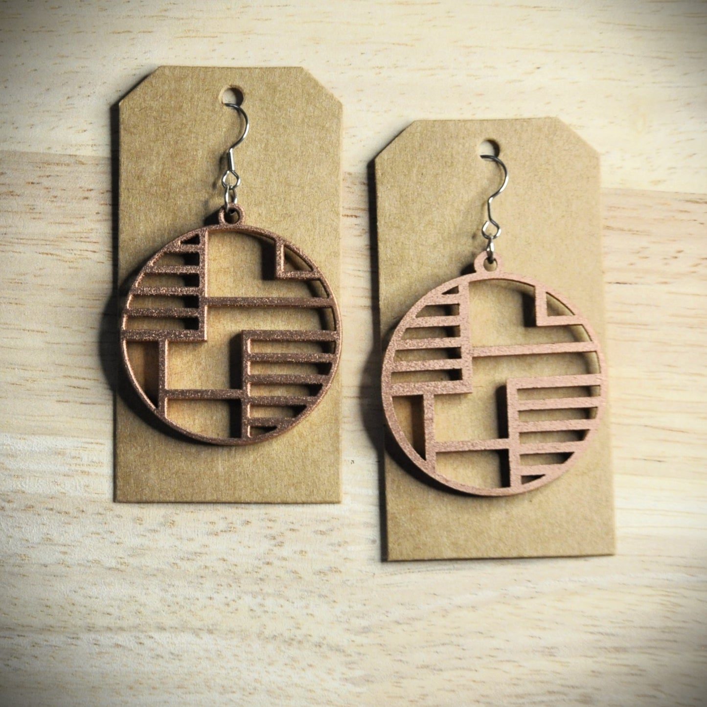 boucles d'oreilles rondes bois et couleurs (autres couleurs sur demande)