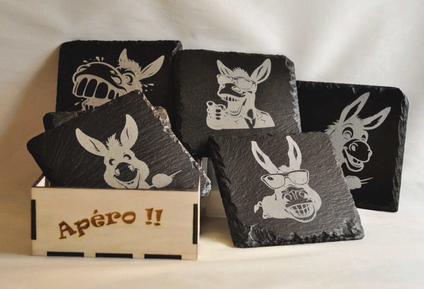 planches et sous-verres ardoise (4 ou 6) personnalisables (sur commande)